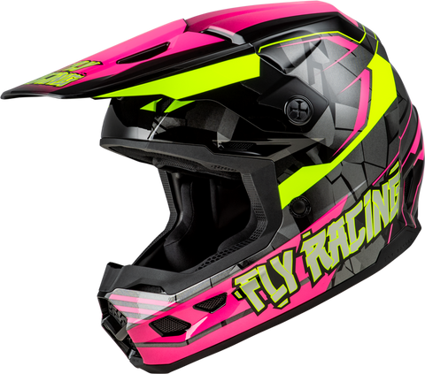 Fly Racing Kinetic Youth Scorched Helmet - Neon Pink/Hi-Vis/Black