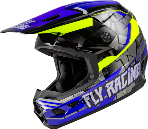 Fly Racing Kinetic Youth Scorched Helmet - Blue/Grey/Hi-Vis