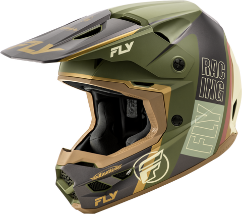 Fly Racing Kinetic Rally Helmet - Moss Grey/Khaki/Off-White