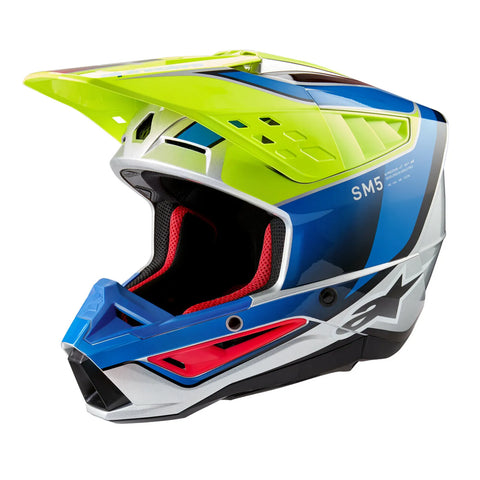 Alpinestars Supertech M5 Sail Helmet - Yellow Flo/Enamel Blue/Silver